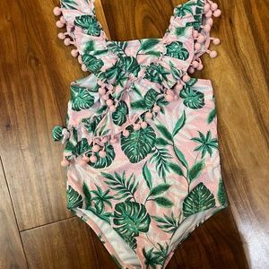 Nicole Miller Tropical Girls One Piece Swimsuit, Size 6X